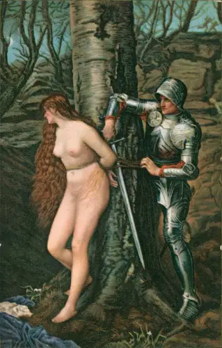 Ansichtskarte  The Knight Errant kunstwerk nackte Frau Ritter 1912