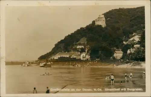 Greifenstein Donau-St. Andrä-Wördern Strandbad mit Burgruine. 1932