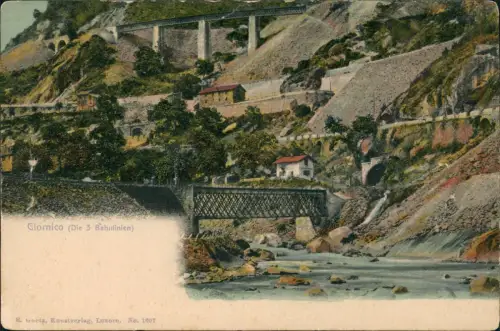 Ansichtskarte Giornico Tessin Die 3 Bahnlinien 1908