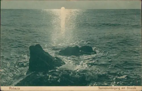 Postcard Sankt Jakobi Opatija (Abbazia) Sonnenuntergang am Strande 1906