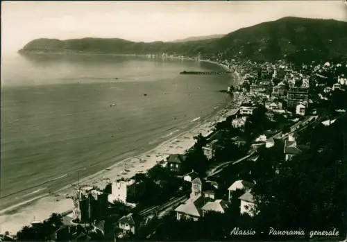Cartolina Alassio Panorama 1933  gel interessante Mischfrankatur