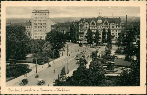 Ansichtskarte Innere Neustadt-Dresden Albertplatz Verkehr und Fernsicht 1932
