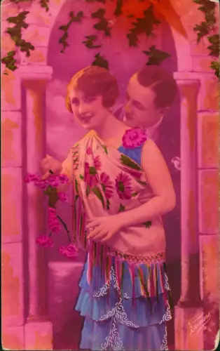 Liebe Liebespaar Love Fotokunst Mann Frau in schrillen Farben 1912