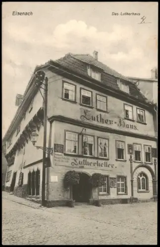Ansichtskarte Eisenach Straßenpartie am Lutherhaus 1913