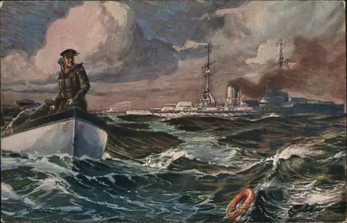 Ansichtskarte  Schiff Kriegsschiff Marine Ich hatt einen Kameraden 1816