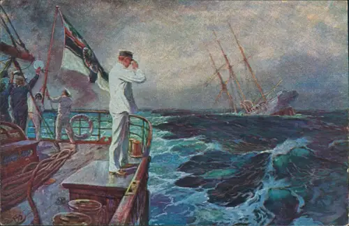 Ansichtskarte  Schiff Kriegsschiff Marine Der Letzte Gruß Patriotika 1914