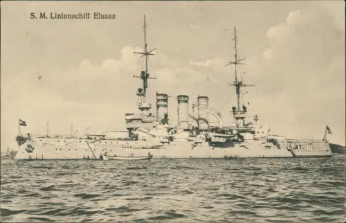Ansichtskarte  S. M. Linienschiff Elsass Schiff Kriegsschiff Marine 1915