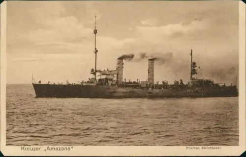 Ansichtskarte  Schiff Kriegsschiff Marine Kreuzer Amazone 1922