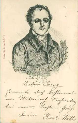 Ansichtskarte  Mann Porträt Federzeichnung von Herbig Berlin 1902