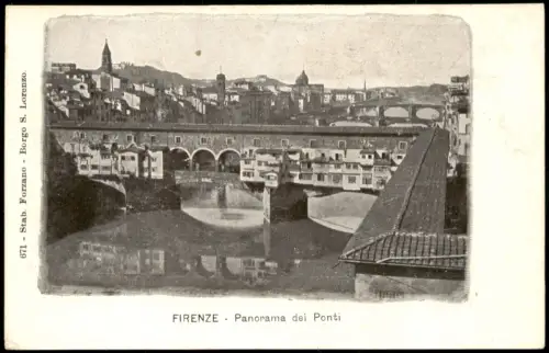Cartolina Florenz Firenze Panorama dei Ponti 1908