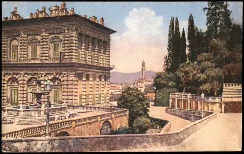 Cartolina Florenz Firenze Palazzo Vecchio dal Giardino Boboli 1916