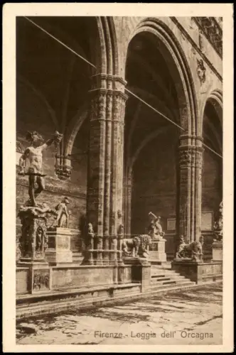 Cartolina Florenz Firenze Loggia dell' Orcagna 1928