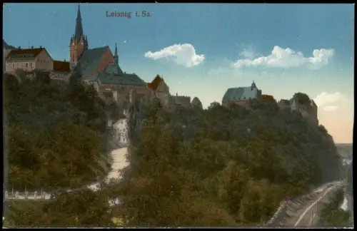 Ansichtskarte Leisnig Weg zur Stadt 1915