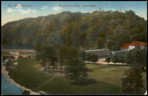 Ansichtskarte Lichtenwalde-Niederwiesa Schloß und Mühle Lichtenwalde. 1915