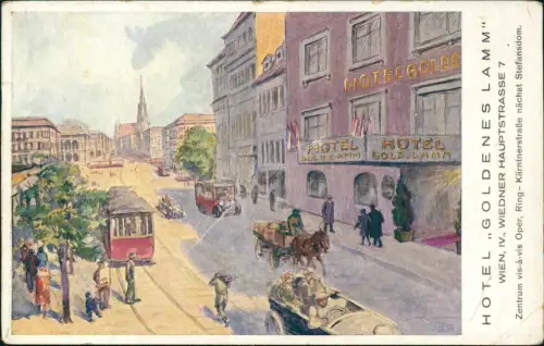 Ansichtskarte Wien Hotel Goldenes Lamm Wiedner Hauptstraße 1924