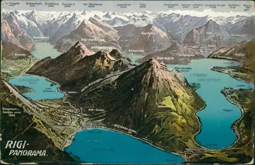 Ansichtskarte Küssnacht am Rigi Landkarten Reliefkarte RIGI-Panorama 19113