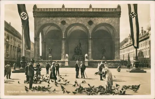 Ansichtskarte München Feldherrnhalle Propaganda Beflaggung 1941