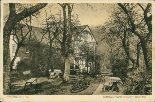 Ansichtskarte Arnsberg Sommerwirtschaft Capune, Wichler-Höhe 1930