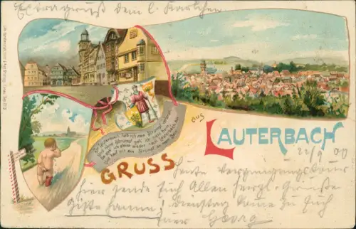 Ansichtskarte Litho AK Lauterbach Hessen Stadtansichten Gruss aus... 1900