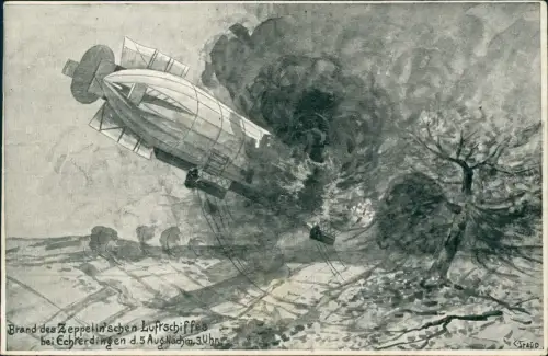 Leinfelden-Echterdingen Brand des Zeppelin'schen Luftschiffes Zeppelin 1906