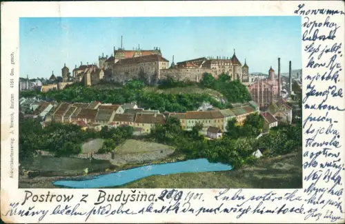 AK Bautzen Budyšin Stadtblick sorbische Beschreibung 1901 Goldfenster