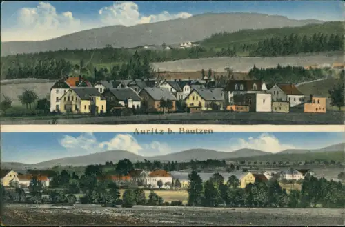 Ansichtskarte Auritz (Oberlausitz b. Bautzen) Wuricy 2 Bild Stadtansicht 1919