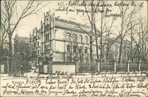 Ansichtskarte Bautzen Budyšin Ev. Seminar 1909