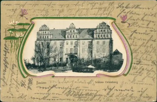 Bautzen Budyšin Schloß Ortenburg Jugenstil Ornament Gold 1906 Passepartout
