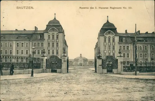 Ansichtskarte Bautzen Budyšin Kaserne 3. Husaren Regiments No 20 1914  Feldpost