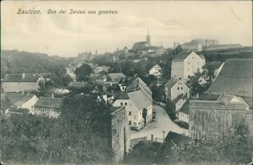 Ansichtskarte Bautzen Budyšin Von der Seidau aus gesehen. Straße 1908