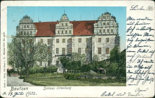 Ansichtskarte Bautzen Budyšin Schloß 1907 Goldfenster