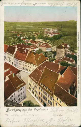 Ansichtskarte Bautzen Budyšin aus der Vogelschau -Fernblick 1906