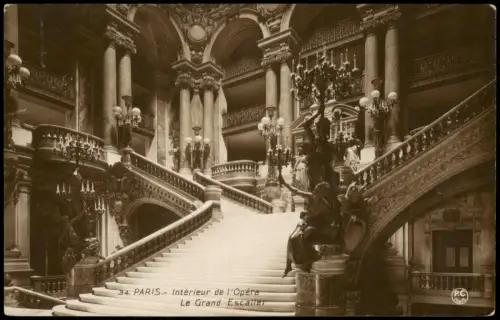 CPA Paris Intérieur de l'Opéra - Le Grand Escalier 1910