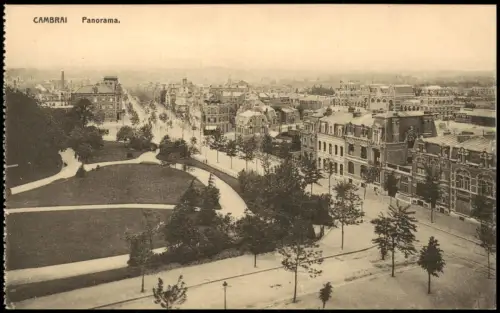 Kamerich Cambrai (Kamerijk) Panorama mit Boulevard und Parkanlagen 1915