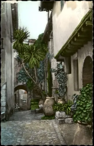 CPA Cagnes-sur-Mer Rue du Vieux-Cagnes mit Porte St-Roch 1955