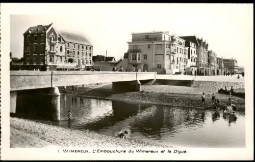CPA Wimereux Wimereeuw Mündung des Wimereux und Deichpromenade 1950