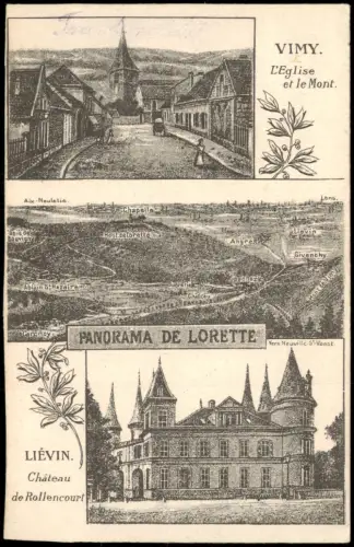 Liévin Panorama de Lorette, Vimy und Château de Rollencourt (Liévin) 1915