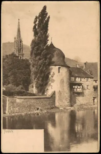 CPA Thann Hexenturm und Münster Saint-Thiébaut 1915