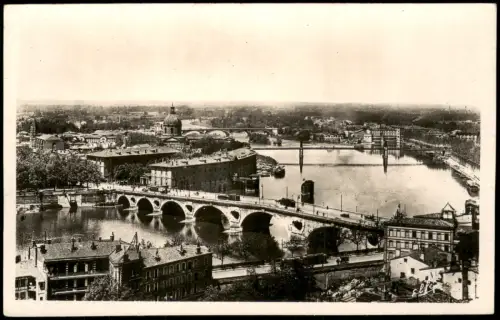 Toulouse Gesamtansicht der Garonne mit Pont Neuf und Hôpital de La Grave 1930