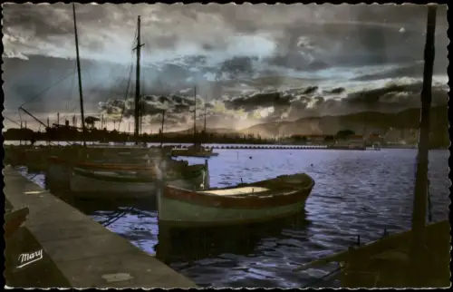 CPA Toulon Hafen von Toulon bei Sonnenuntergang 1950