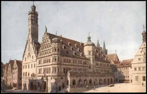 Ansichtskarte Rothenburg ob der Tauber Die zwei Rathäuser am Marktplatz 1955