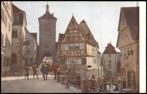 Rothenburg ob der Tauber Am Plönlein mit Sieberstor und Kobolzellertor 1955