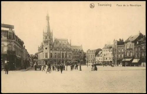 CPA Tourcoing Place de la République mit Rathaus 1910