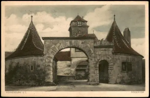 Rothenburg ob der Tauber Rödertor mit Zollhäuschen und Röderturm 1932
