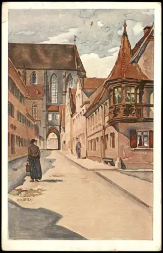 Rothenburg ob der Tauber Klingengasse mit Blick auf die St. Jakobs-Kirche 1915