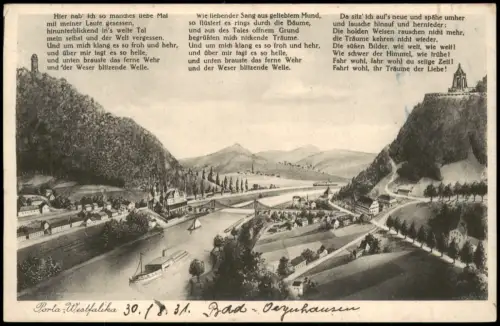 Porta Westfalica Panorama der Porta Westfalica mit Weser und Kaiser-Wilhelm-Denkmal 1931