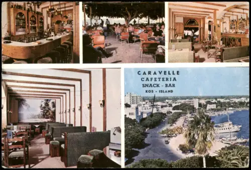 Postcard Insel Kos Caravelle Cafeteria Snack Bar, Kos 1979