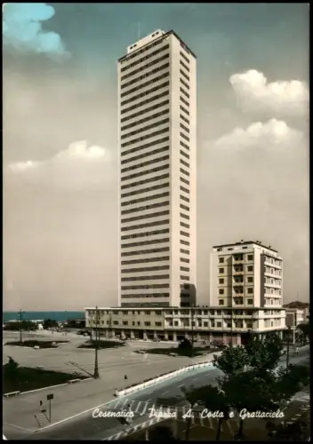 Cartolina Cesenatico Piazza A. Costa mit Grattacielo 1959