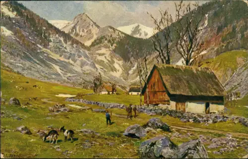 Frankreich Vogesen Vosges   Künstlerkarte 1915  Zensurstempel Colmar WK1