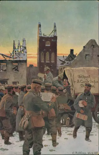Militär  1.WK Erster Weltkrieg Künstlerkarte Ankunft von Liebesgaben 1915